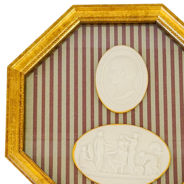 Late 20th Century Framed Neoclassical Plaster Intaglio Medallions in Giltwood Shadow Box Frame For Sale - Image 5 of 9