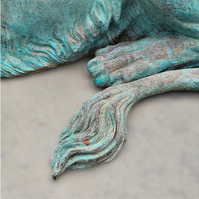 1960s 1960s Large Bronze Lions Statue a-Pair For Sale - Image 5 of 17