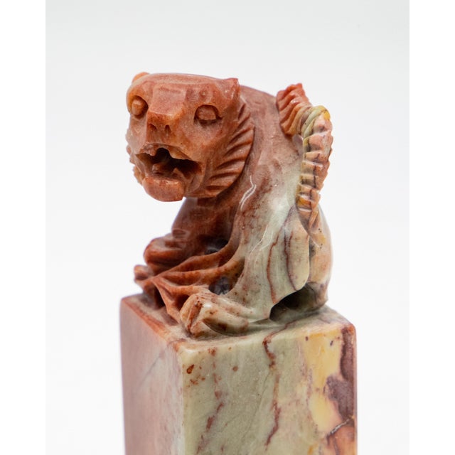 Chinese Soapstone Guardian Lion Chop Seal For Sale - Image 4 of 9