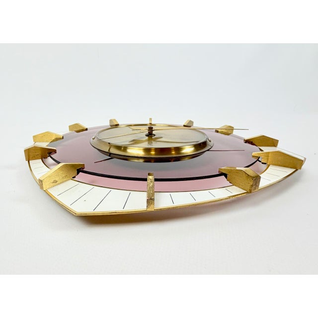 Mid-Century Modern Brass and Glass Wall Clock from Selva, 1980s For Sale - Image 4 of 11