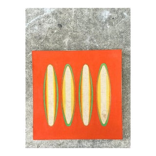 Vintage Geometric Abstract Painting on Canvas For Sale