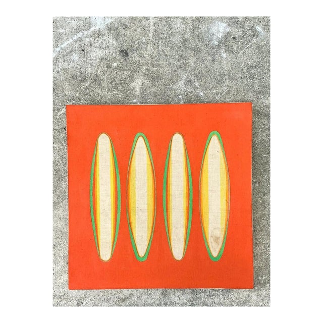 Vintage Geometric Abstract Painting on Canvas For Sale