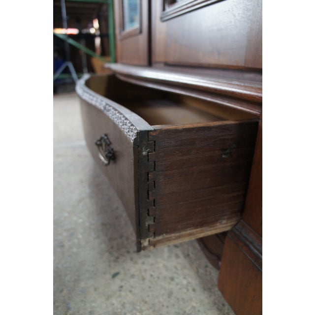 Antique Victorian Walnut Mirrored Clothing Armoire Wardrobe Closet Cabinet 87" For Sale - Image 4 of 17