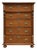 Antique Danish Pine Chest of Drawers | Carved Details + Brass Hardware, Late 19th Century For Sale