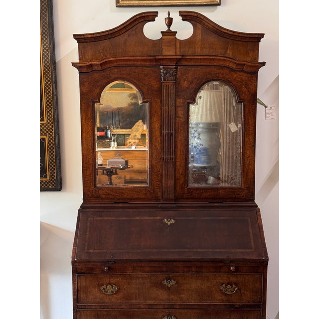Early 18th Century Dutch Baroque Burl Walnut Drop-Front Secretary Desk For Sale - Image 6 of 18