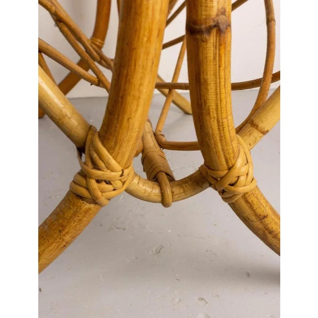 Mid-Century French Rattan Side Table with Magazine Rack, 1970s For Sale - Image 11 of 13