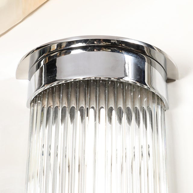 Pair of Art Deco Style Glass Rod Sconces in Chrome Fittings For Sale - Image 10 of 15
