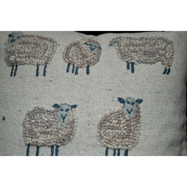 Crewel Work Lamb Pillow With Feather Insert For Sale In Boston - Image 6 of 6