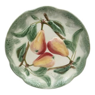 19th Century Majolica Pear Plate Choisy Le Roi For Sale