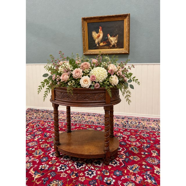 Antique French Oak Barley Twist Standing Planter Jardinière Liner C. 1930s For Sale - Image 11 of 17