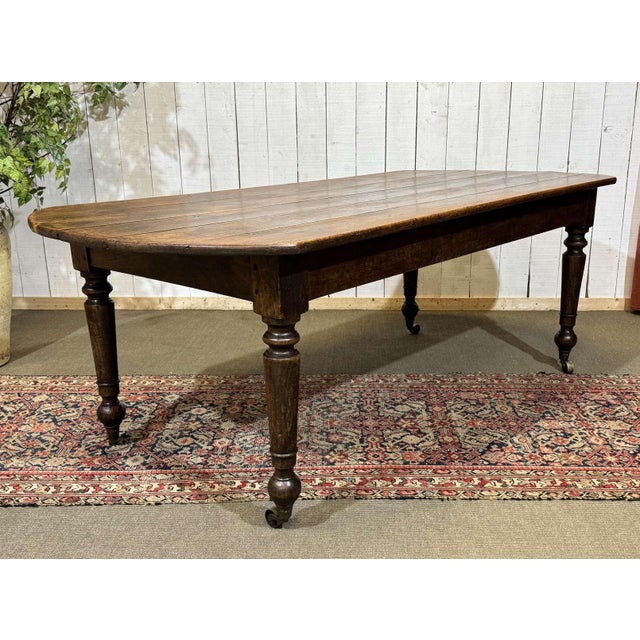 19th-Century Farmhouse Table with Fir Top and Poplar Base For Sale - Image 5 of 18