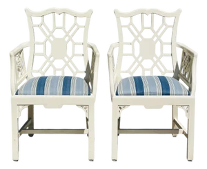 Pair of Hollywood Regency Pagoda Back Armchairs