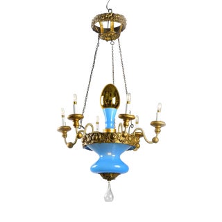 Turquoise and Gilt Chandelier from Lucca, 19th Century For Sale