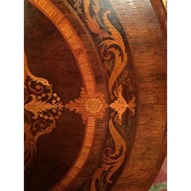 Brown 19th Century Louis XVI Marquetry & Veneer Salon Table, 1860s For Sale - Image 8 of 11