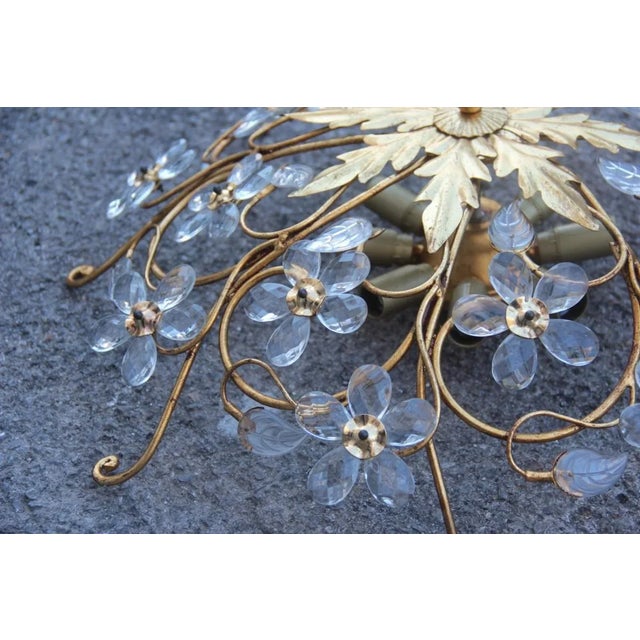 Metal Mid-Century Modern French Crystal Ceiling Lights from Maison Baguès, Set of 2 For Sale - Image 7 of 10