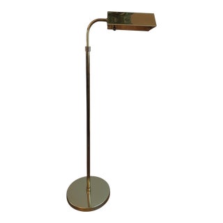 Vintage Mid-Century Brass Pharmacy Style Adjustable Floor Lamp For Sale