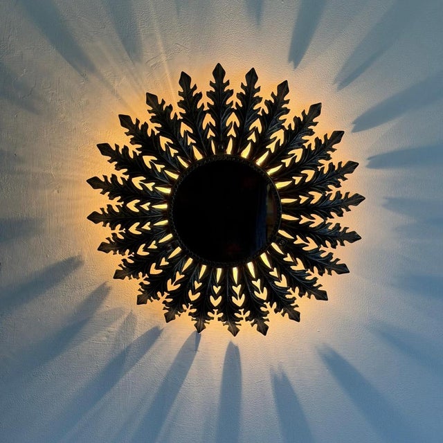 Large Italian Backlit Phytomorphic Mirror in Painted Metal, 1970s For Sale - Image 12 of 18