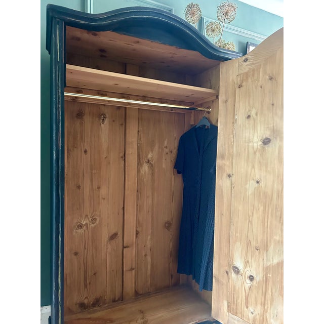 Wood Vintage Painted Pine Wardrobe with Folk Art Design, 1920s For Sale - Image 7 of 10