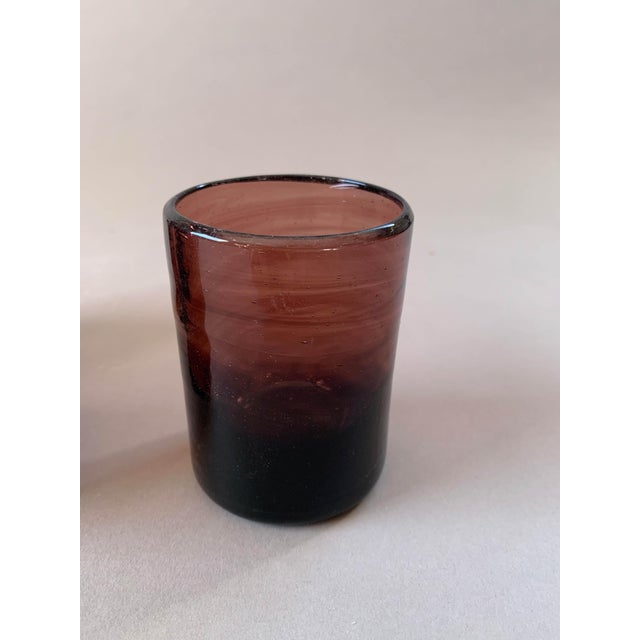 Set of six Murano Moyen Framboise hand-blown drinking glasses. It is a straight-sided hand-blown glass typically used for...