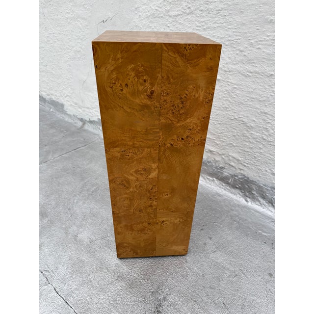 Lane Furniture Burl Pedestal Display Column Milo Baughman Style Mid Century Modern For Sale - Image 4 of 14