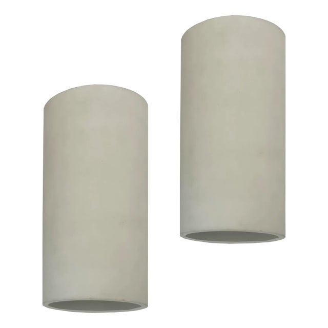 Plaster Concrete Flush Mount Italian Can Tube Lights - a Pair For Sale