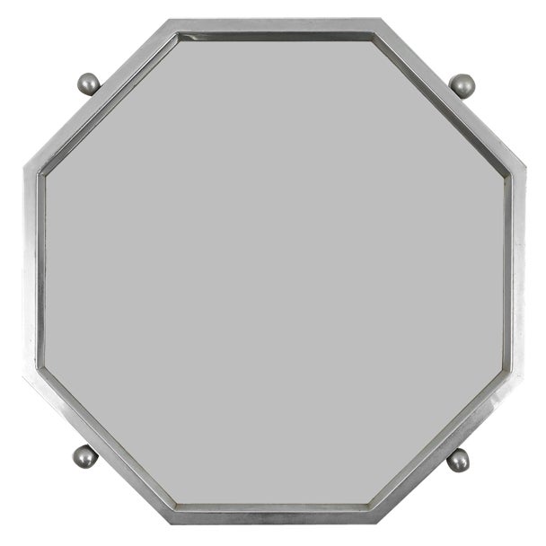 Art Deco Octangular Mirror in Nickeled Copper, France, 1920s For Sale