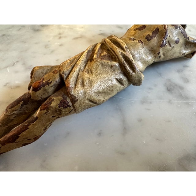 17th Century Alpine Wooden Christ Torso with Polychrome Traces For Sale - Image 13 of 15