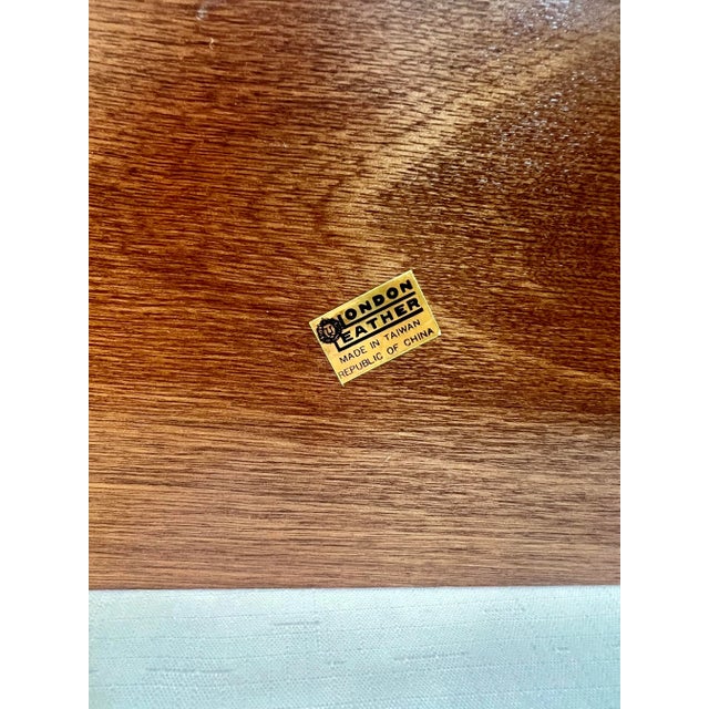 Vintage Mid Century London Leather Tiered Wood Dresser Top Catchall For Sale - Image 10 of 10