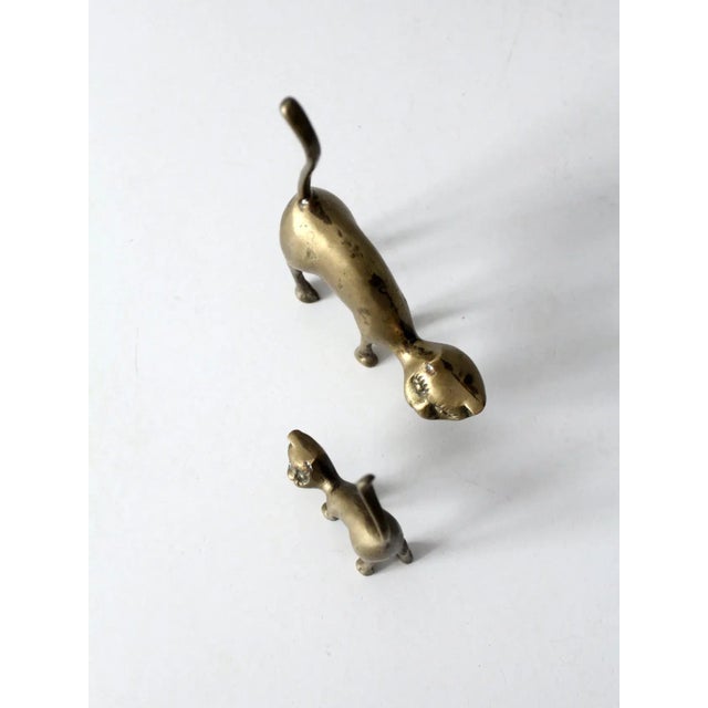 Metal Mid Century Brass Cats Pair For Sale - Image 7 of 9