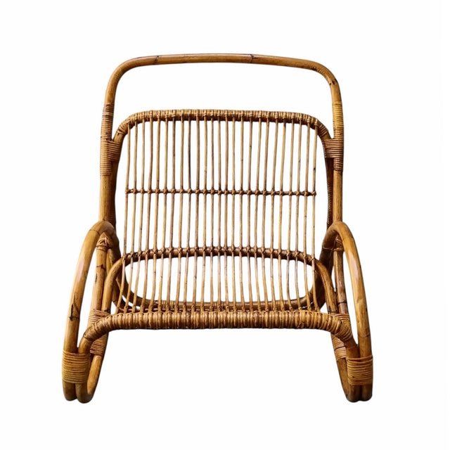 Vintage Rattan and Wicker Lounge Armchair by Franco Albini, Italy, 1960s For Sale - Image 6 of 8