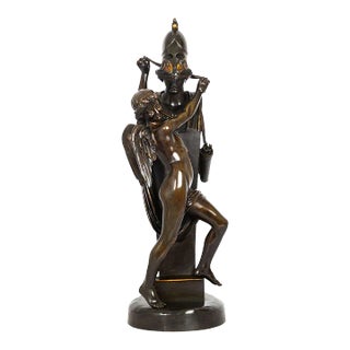 “Love Conquers” French Bronze Sculpture by Felix Sanzel Circa 1870 For Sale