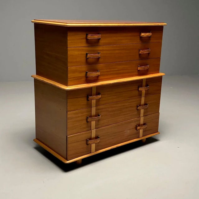 Paul Frankl, Rare Station Wagon Highboy Dresser, Rock Maple, Leather, Usa, 1950s For Sale - Image 9 of 12