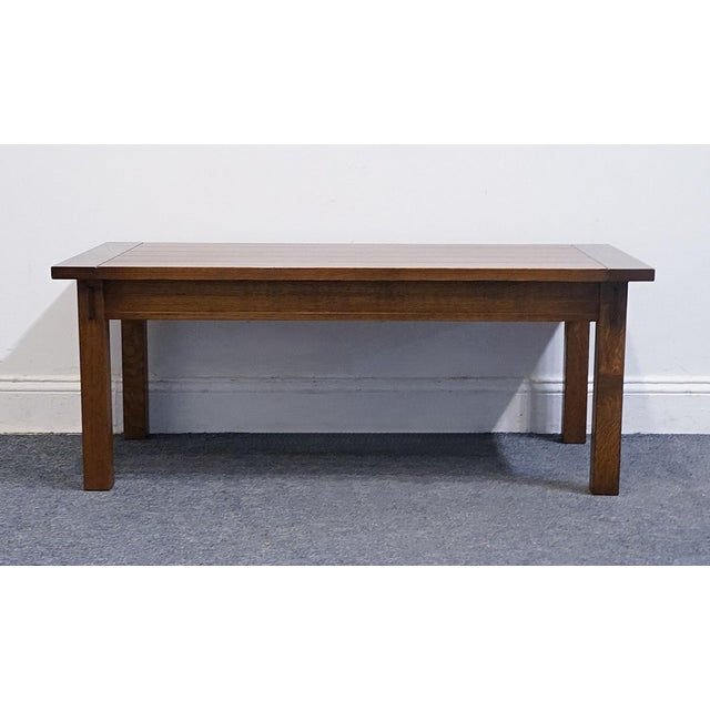 Mission Stickley Furniture Mission Collection Solid Quarter Sawn White Oak Plank Top 46" Accent Coffee Table 89-508 For Sale - Image 3 of 9