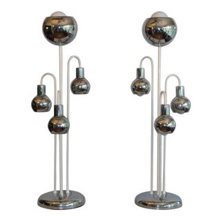 Mid 20th Century Sonneman Chrome Table Lamps - a Pair For Sale