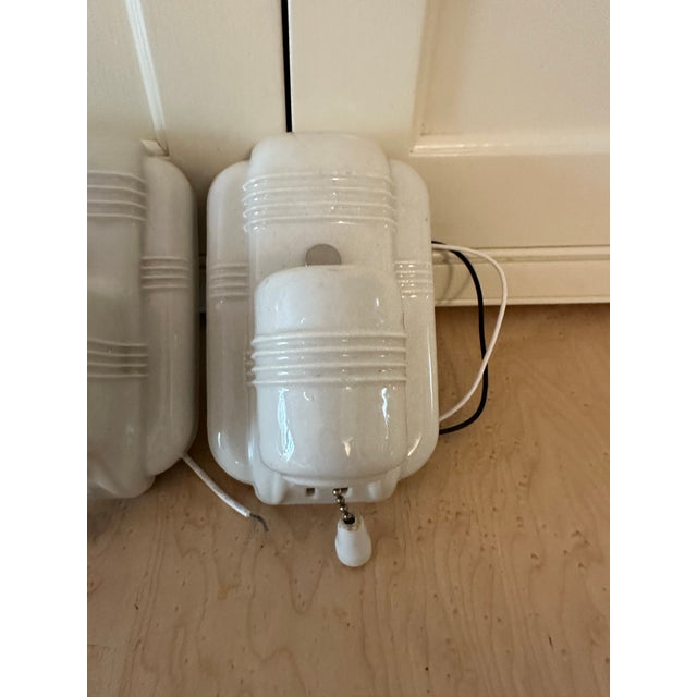Vintage White Paulding Deco Wall Sconces - Set of 3 For Sale - Image 4 of 5