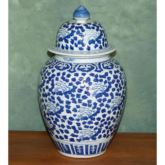 Large Chinese Style Blue and White Temple Jars from Ralph Lauren, Set of 2 For Sale - Image 6 of 18