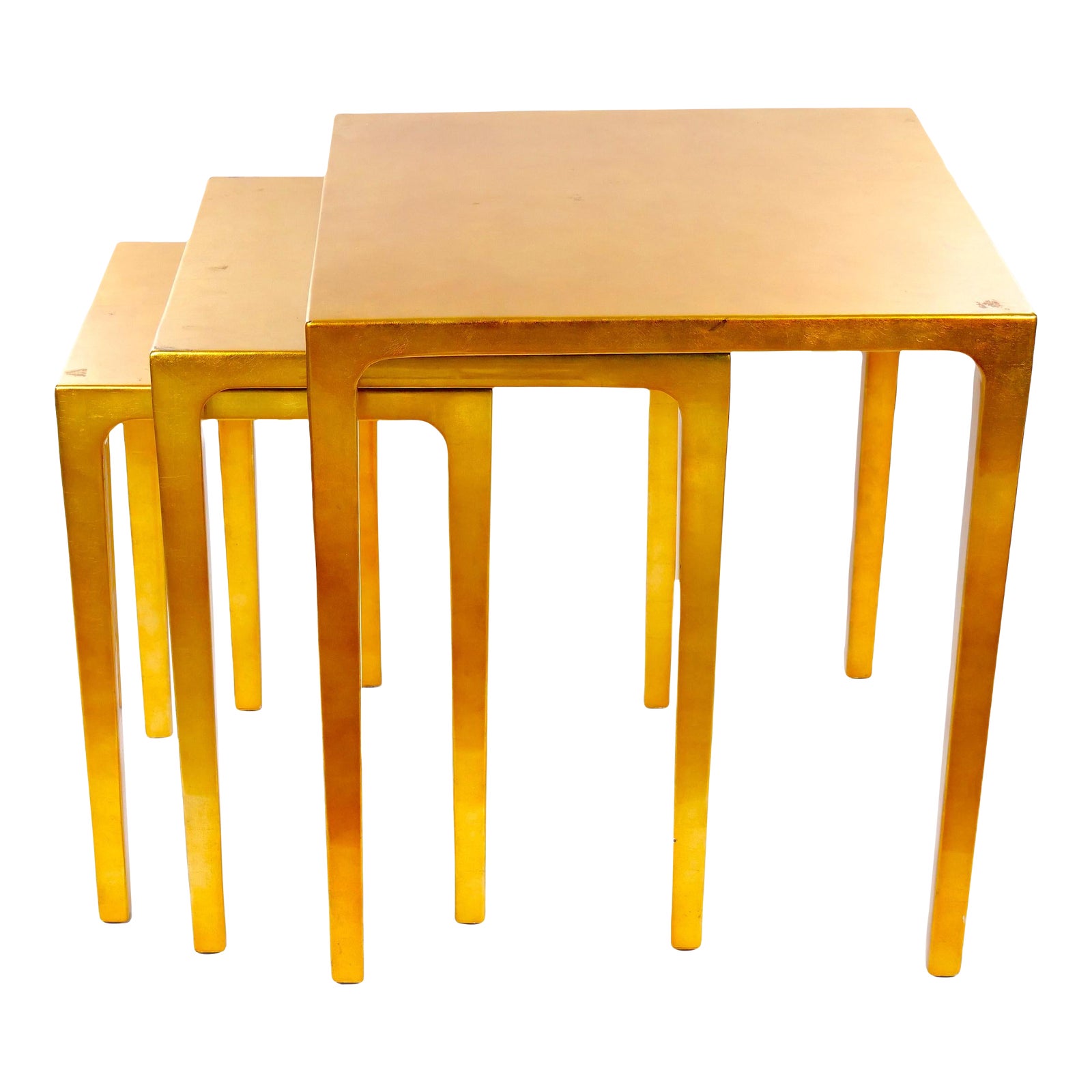 Set Three MidCentury Modern Lacquered Gold Leaf Nesting Tables Chairish