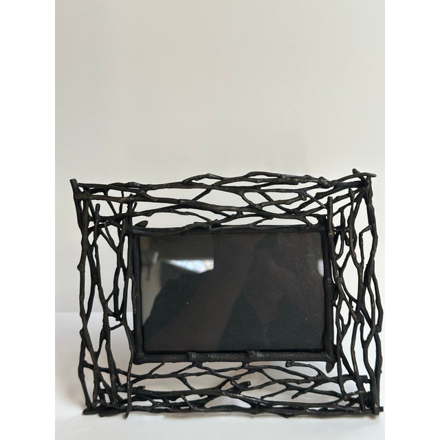 Michael Aram Twig Convertible Picture Frame Oxidized Metal 9.5"x 7.5" Holds 4x6 Photo For Sale - Image 9 of 13