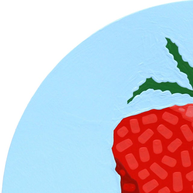 Strawberry Circle - Vibrant Abstract Fruit Still Life Painting on Panel - Original Artwork by Will Beger For Sale - Image 4 of 9