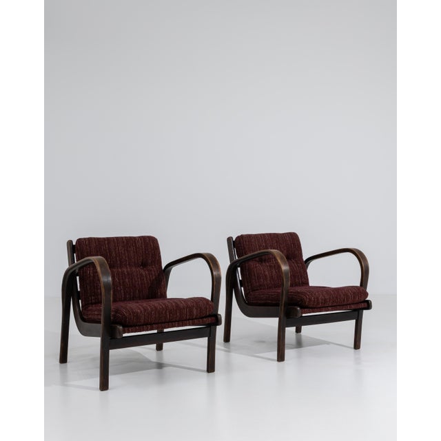 Pair of Mid-Century Bentwood Upholstered Armchairs by Kozelka And Kropacek H-237 For Sale - Image 14 of 15