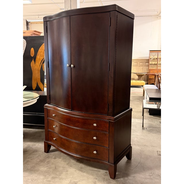 Contemporary Dark Espresso Wood Media Armoire Cabinet For Sale - Image 3 of 12