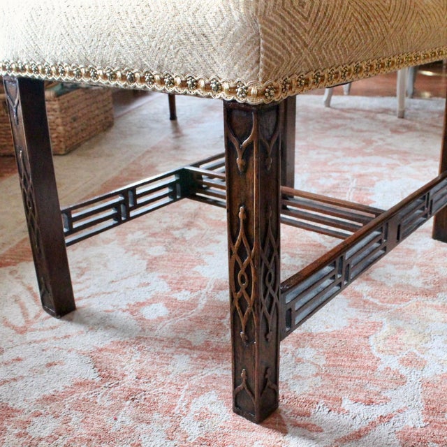 Late 18th Century Pair of Georgian Period Chinese Chippendale Fretwork Legged Benches For Sale - Image 5 of 14