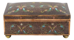 Cloisonné Enamel Box With Floral and Scrollwork Decoration, Late 19th to Early 20th Centur