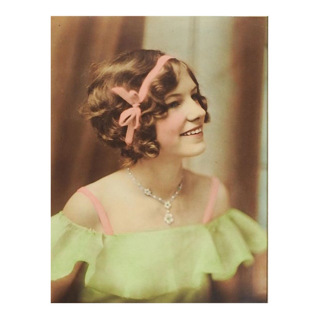 Vintage 1920's Paris Texas Hand Tinted Glamour Photograph Young Woman For Sale