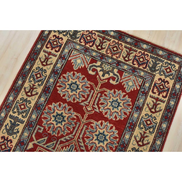 Kazak Runner 2'9'' X 9'8'' Red Wool Tribal Hand-Knotted Oriental Rug For Sale In Philadelphia - Image 6 of 12