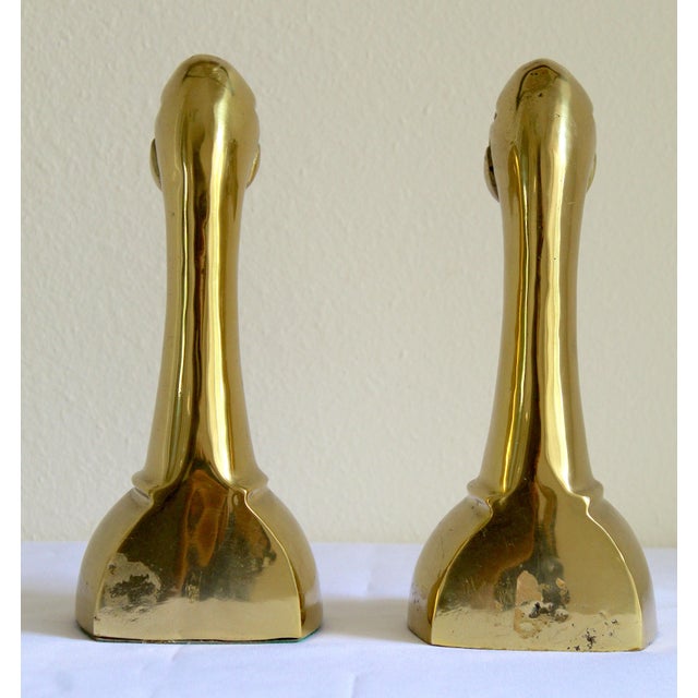 Metal Mid-Century Modern Polished Solid Brass Mallard Duck Head Bookends – A Pair For Sale - Image 7 of 18