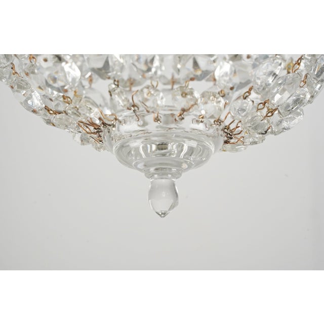 Metal Late 20th Century Restored 9 In. Faceted Crystal Flush Mount Ceiling Light For Sale - Image 7 of 9