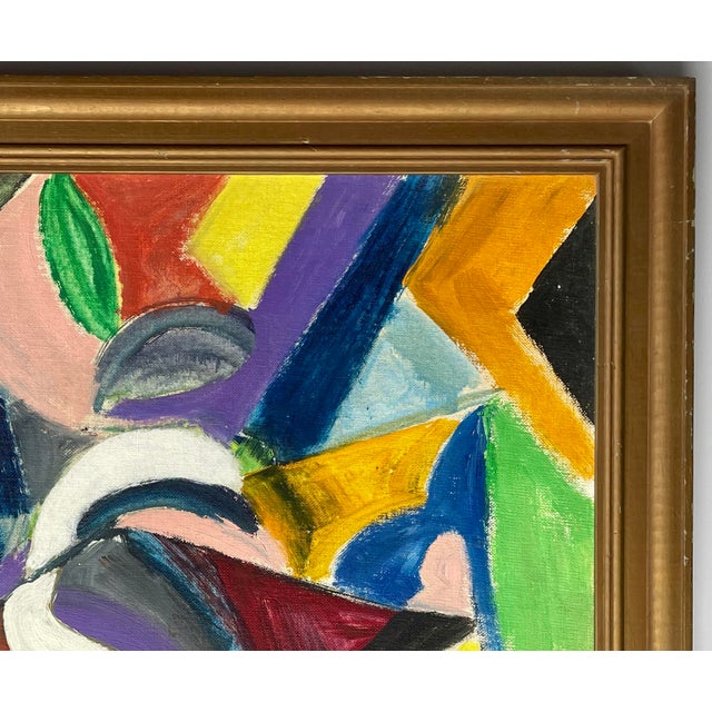Abstract 1960s Colorful Abstract on Canvas by Dr. Bella Singer - For Sale - Image 3 of 7
