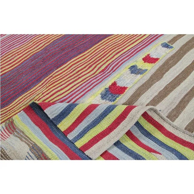 Handwoven Persian Kilim Area Rug - 4′1" × 5'6″ For Sale In Dallas - Image 6 of 7