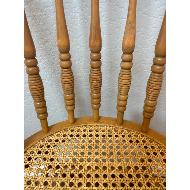 Circa 1900 Antique Oak Pressed-Back Youth Chair With Cane Seat For Sale - Image 11 of 12